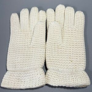 Vintage Women's Cream Woven Wool and Cotton Gloves